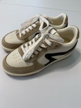 Rag & Bone Retro Court Sneakers Leather Suede Sz 5.5 Ortholite Low Top Dove Sand